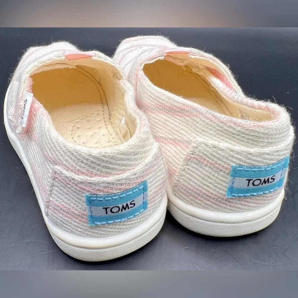 TOMS Kids Pink and Cream Slip-On Shoes- Size:T6‎
